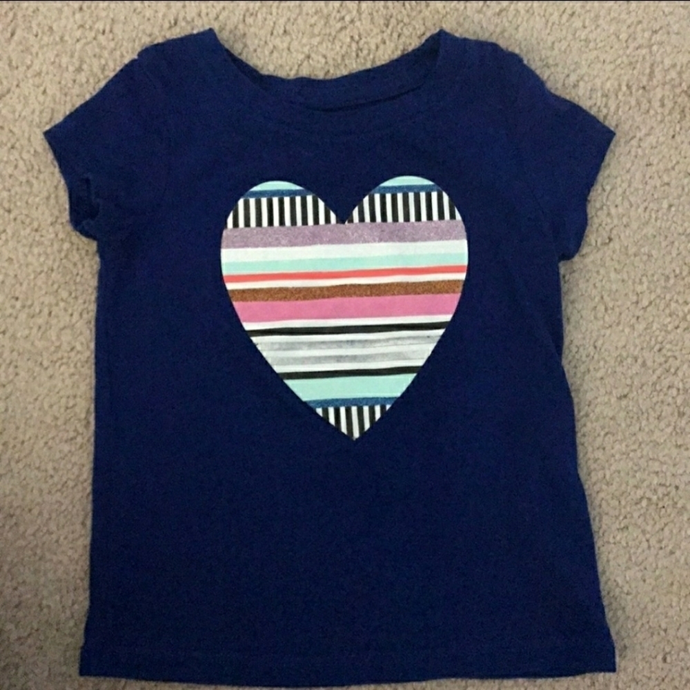 Cat & Jack Blue Heart Short Sleeve T-Shirt 12M EUC